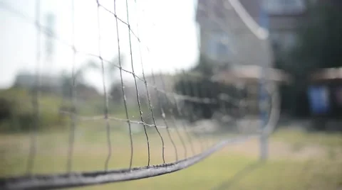 Old volleyball net on a nice beach Stock Footage 67329901