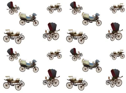 Old Wagon for the Horses. Seamless pattern. Isolated on White Ba Stock Illustration