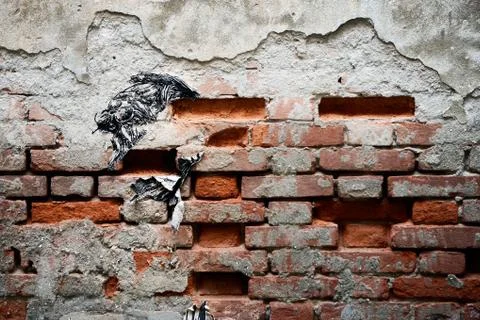 Old wall and a face on it Stock Photos