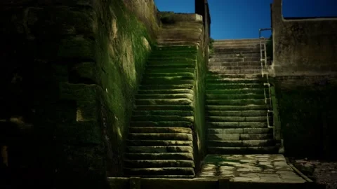 Old wall and stairs covered in moss 動画素材 140676176