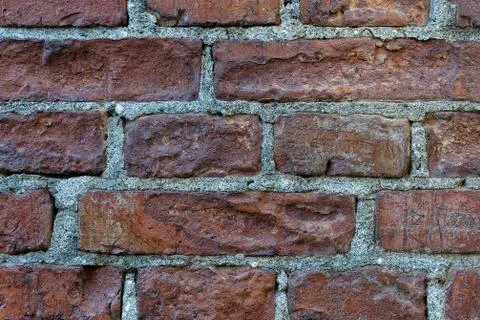 Old wall background with rough brown brick. Wide photo for web site slider. Stock Photos