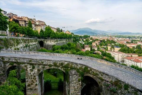The old wall of Bergamo Stock Photos