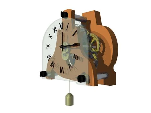 Old wall clock with clock face and clockwork 스톡 일러스트