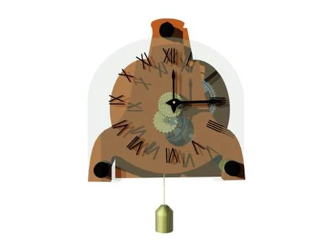 Old wall clock with clock face and clockwork Stock-Illustration