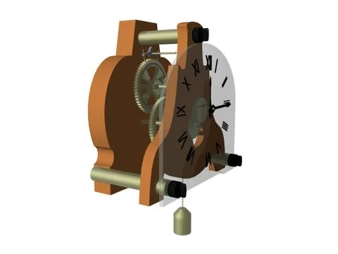 Old wall clock with clock face and clockwork Stock Illustration