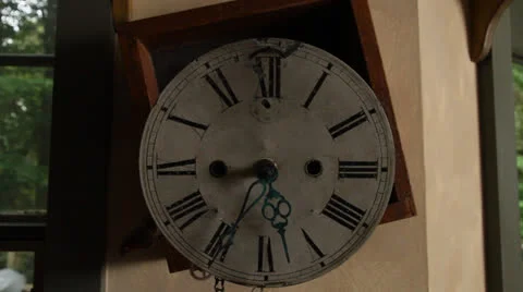 Old wall clock with exposed gears. HD 1080p 24fps. Stock Footage 22725389