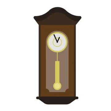 Old wall clock flat illustration on white Stock Illustration
