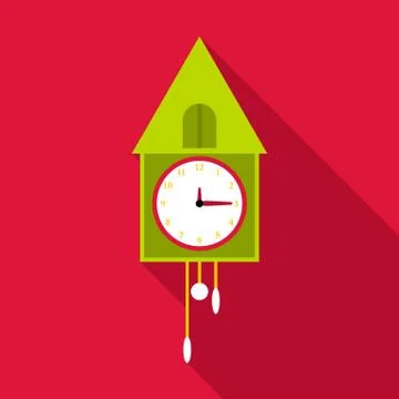 Old wall clock icon, flat style Stock Illustration
