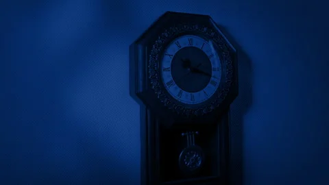 Old Wall Clock With Monster Shadows Video stock 307789286