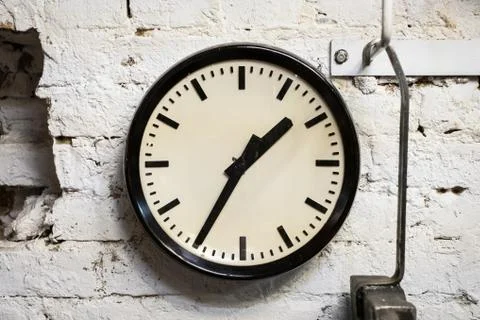 Old wall clock - vintage clock on wall Stock Photos