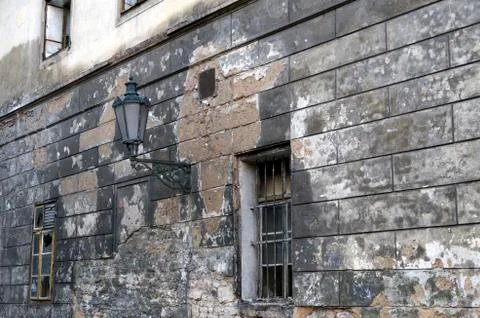 Old wall in the corner of prague Stock Photos