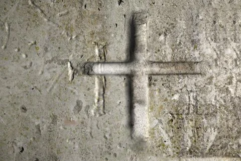 Old wall with cross Stock Illustration