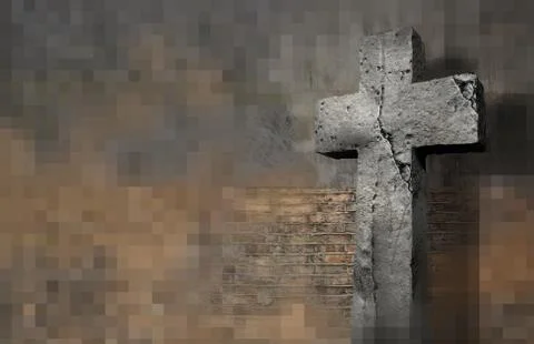 Old Wall With Cross Stock Illustration