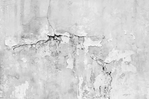 Old wall with deep cracks. Grunge gray color texture. Destruction on the su.. Stock Photos