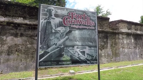 Old Wall, Fort Cornwallis, George Town, Penang, Malaysia Stock Footage 301333304