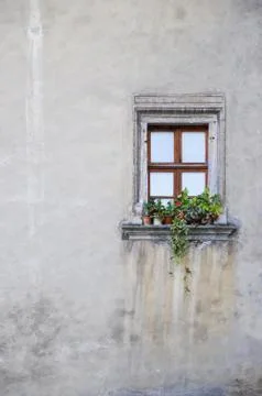 The old wall with one window Stock Photos