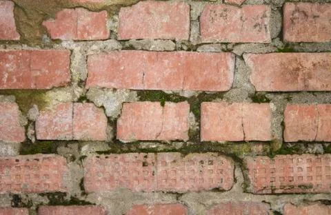Old wall of red brick for the background. Stock Photos