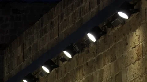 Old Wall with spotlights Stock Footage 43148949