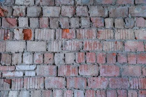 The old wall of a square red brick Stock Photos