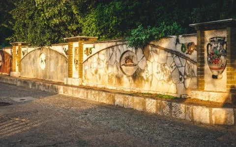 Old wall at sunset in Nice Stock Photos