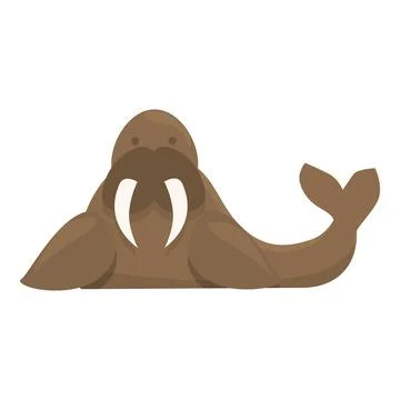 Old walrus icon cartoon vector. Arctic animal Stock Illustration