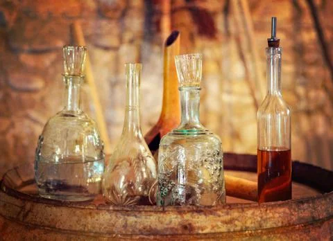 Old ware in a wine cellar Foto stock