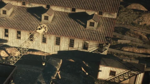 Old warehouse in a rural area during the afternoon sun Stock Footage 342057426