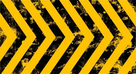 Old warning sign with black stripes on yellow background. Stock Illustration