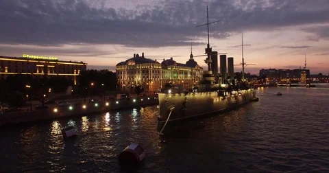 Old warship Aurora. Video stock 74170405