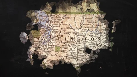 Old Washington State Map USA Stock Footage 125265325