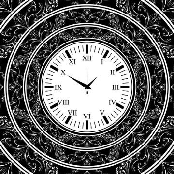 Old watch black background Stock Illustration