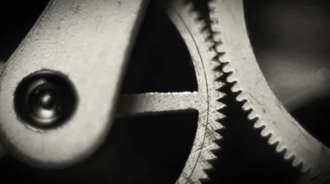 Old watch inside spring and gears Macro Footage Video stock 35548317