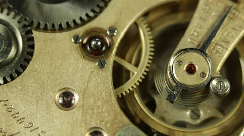 Old Watch Inside Spring Gears Macro Mechanism Footage Office Appointment Clock 스톡 동영상 35870482