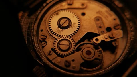 Old watch mechanism Stock Footage 306045364