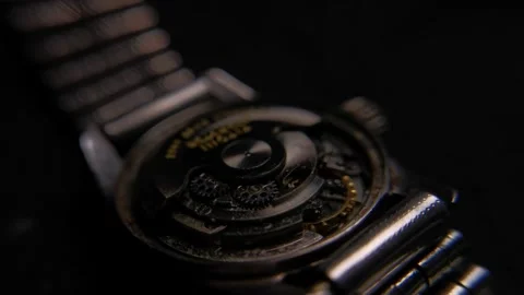 Old watch mechanism Stock Footage 306047326