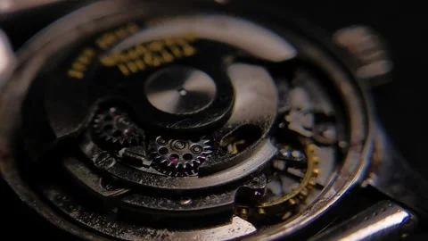 Old watch mechanism Stock Footage 306047343