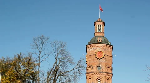 Old Watch Tower With Flag Video stock 42852256