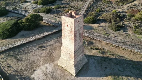 Old watchtower called torreladrones on the beach of cabopino, Marbella Stock Footage 287988987