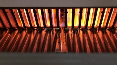 Old water heater on fire Stock Footage 243749950