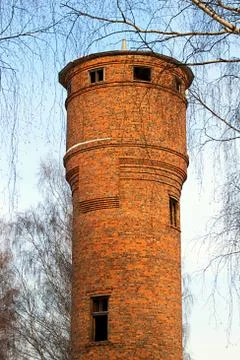 The old water tower of bricks. Stock Photos