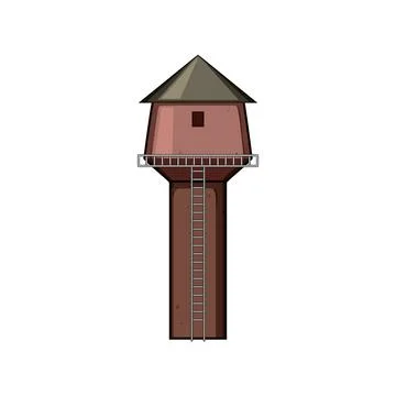Old water tower cartoon vector illustration Ilustración de archivo