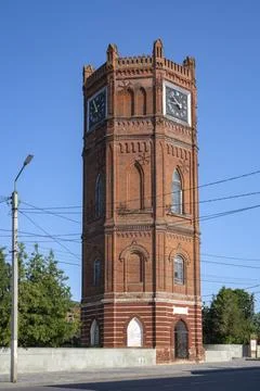 An old water tower (clock tower). The historical center of Yelets Photos