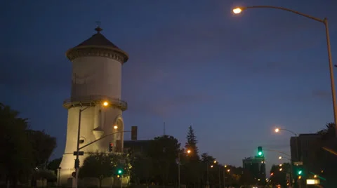 Old Water Tower - wide angle Stock Footage 24825659