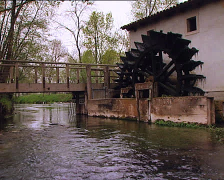 OLD WATERMILL and river flowing Video stock 23929481