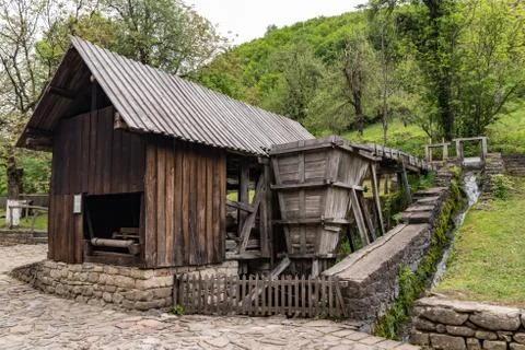 Old watermill in architectural ethnographic complex "Etar", the first one of  Stock Photos