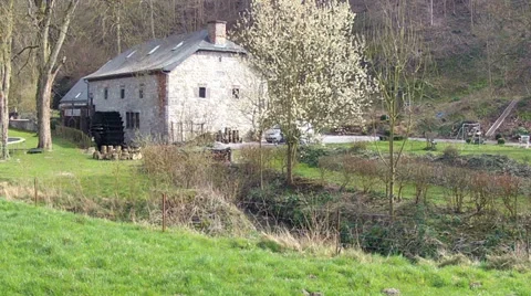 Old watermill in the Belgian countryside. Stock Footage 36921398