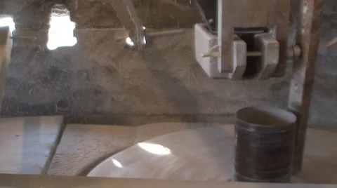 Old watermill grindstone grinds Stock-Footage 35956727