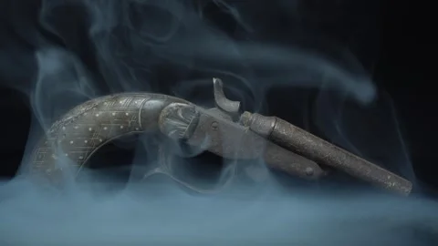 Old Weapon envolved on Smoke Stock Footage 334108345
