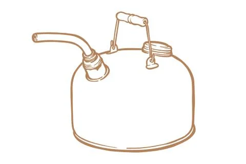 Old weathered gasoline container Vector illustration - Hand drawn - Out line Stock Illustration