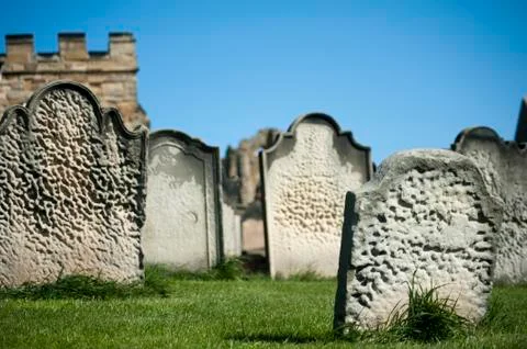 Old weathered gravestones Stock Photos